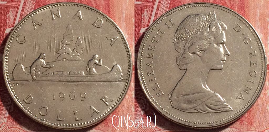 Монета Канада 1 доллар 1969 года, KM# 76.1, 080c-009