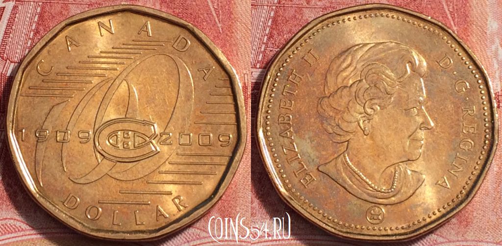 Монета Канада 1 доллар 2009 года, Монреаль Канадиенс, KM# 864, 071b-051