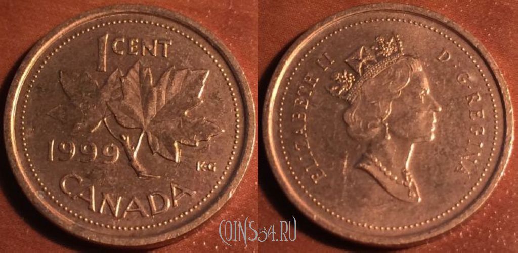 Монета Канада 1 цент 1999 год, KM# 289, 47-136