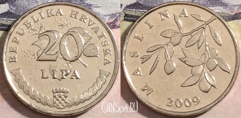 Монета Хорватия 20 лип 2009 года, KM# 7, a091-002