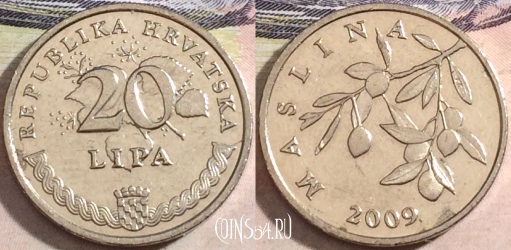 Монета Хорватия 20 лип 2009 года, KM# 7, a091-003