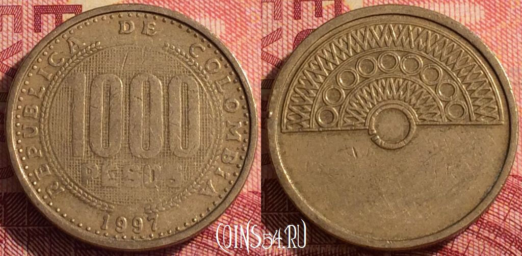 Монета Колумбия 1000 песо 1997 года, KM# 288, 285i-137