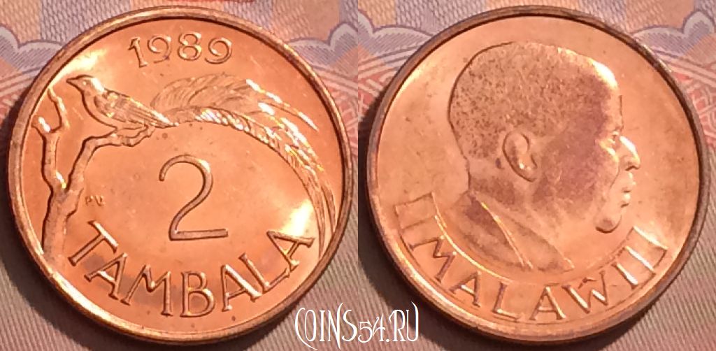 Монета Малави 2 тамбалы 1989 года, KM# 8a, 118l-038