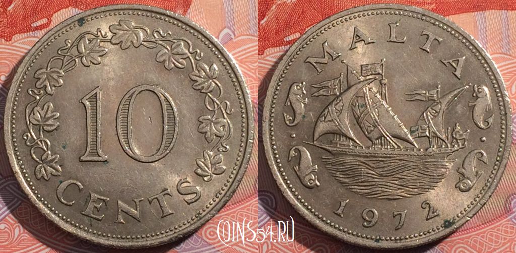 Монета Мальта 10 центов 1972 года, KM# 11, a142-063