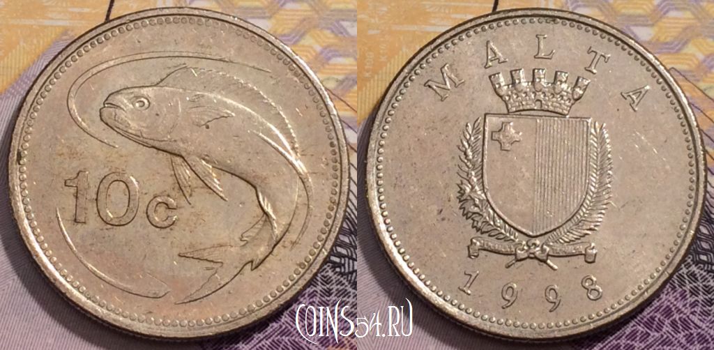 Монета Мальта 10 центов 1998 года, KM# 96, 237-004