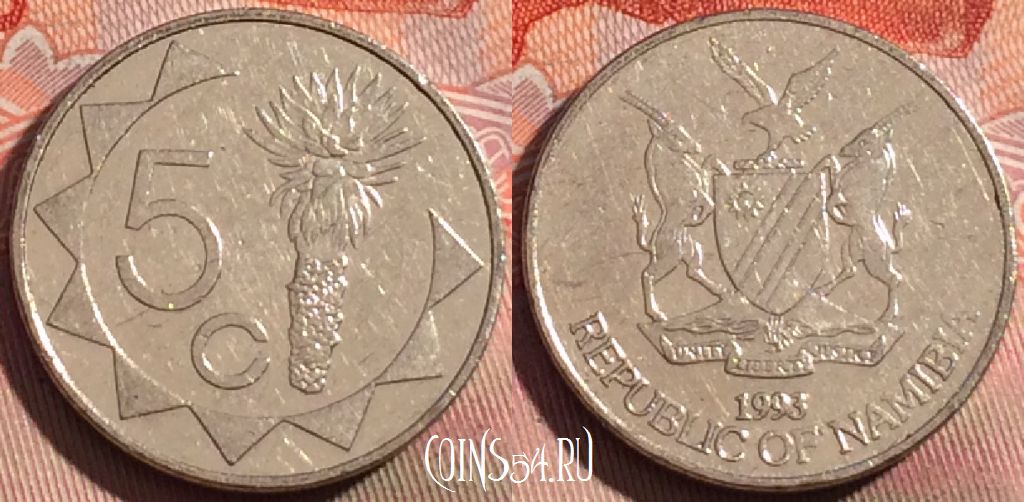 Монета Намибия 5 центов 1993 года, KM# 1, 274a-128