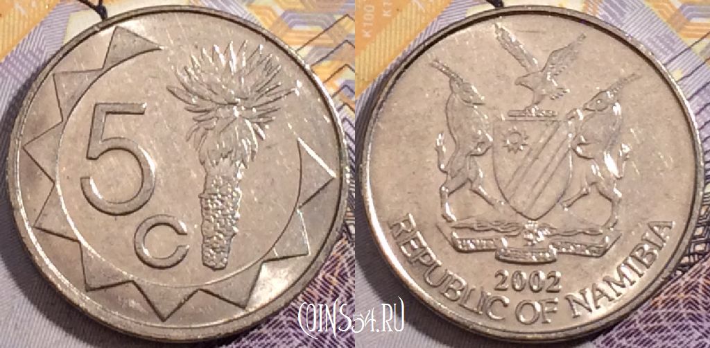 Монета Намибия 5 центов 2002 года, KM# 1, 193-050