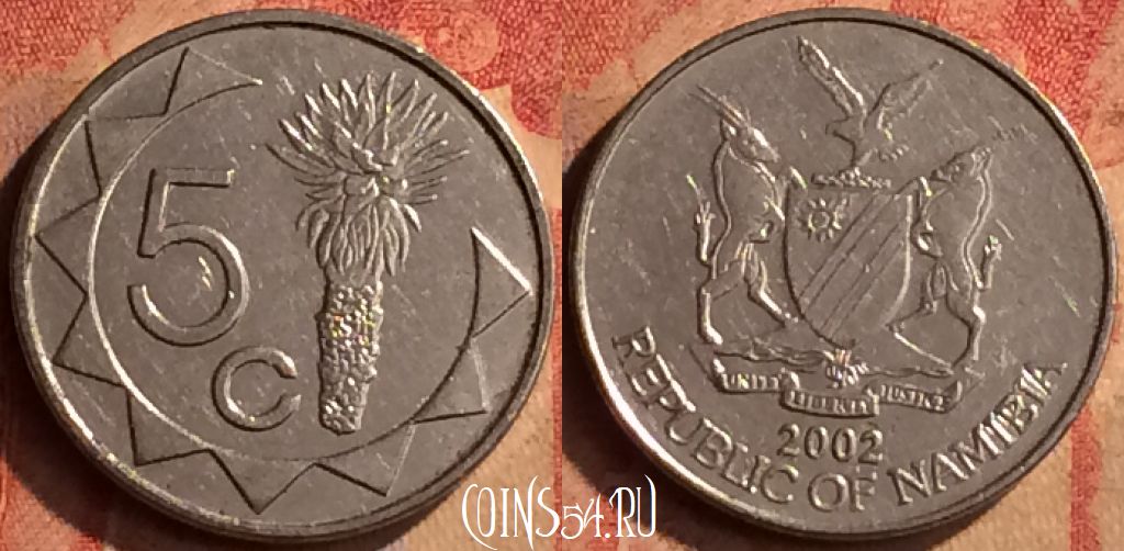 Монета Намибия 5 центов 2002 года, KM# 1, 415-131
