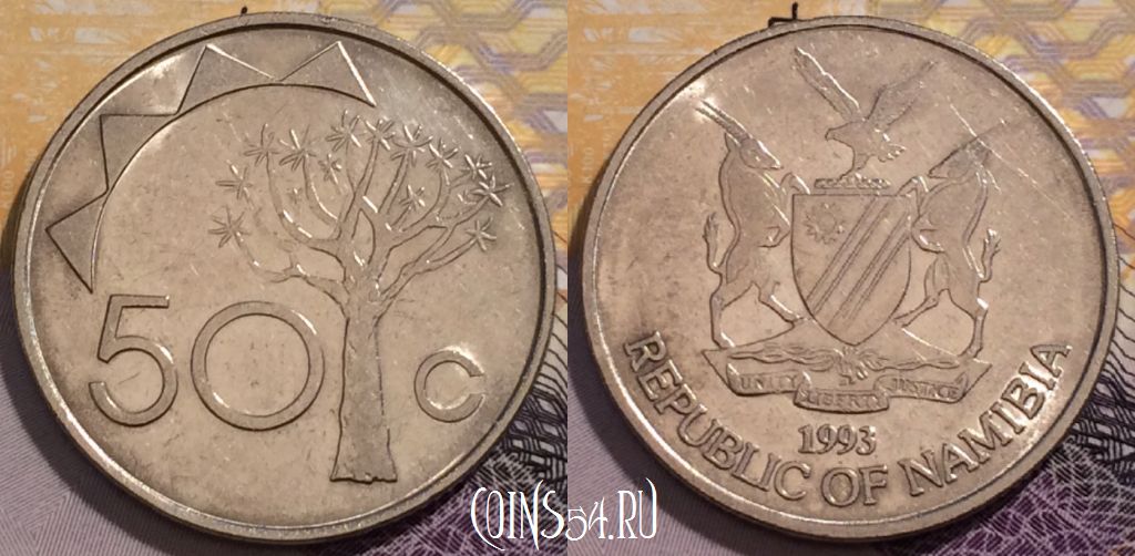 Монета Намибия 50 центов 1993 года, KM# 3, 235-010