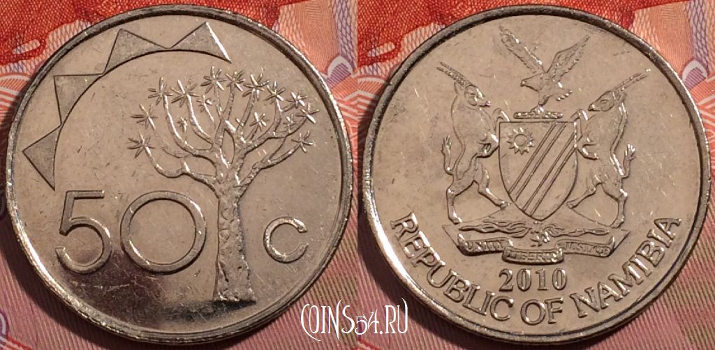 Монета Намибия 50 центов 2010 года, KM# 3, a130-119