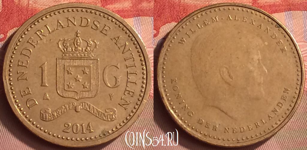 Монета Нидерландские Антильские острова  1 гульден 2014 года, KM# 91, 411-068