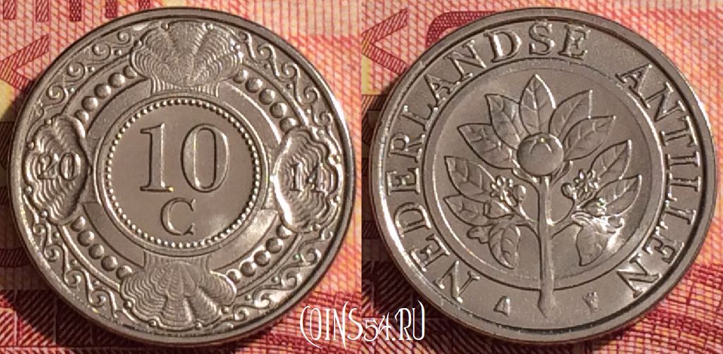 Монета Нидерландские Антильские острова 10 центов 2014 года, KM# 34, 283i-026