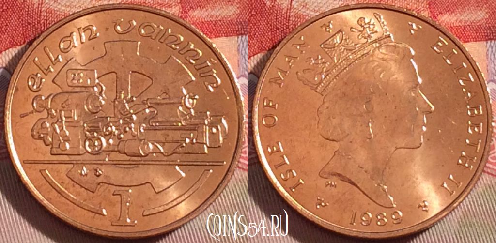 Монета Остров Мэн 1 пенни 1989 года, KM# 207, 269-060