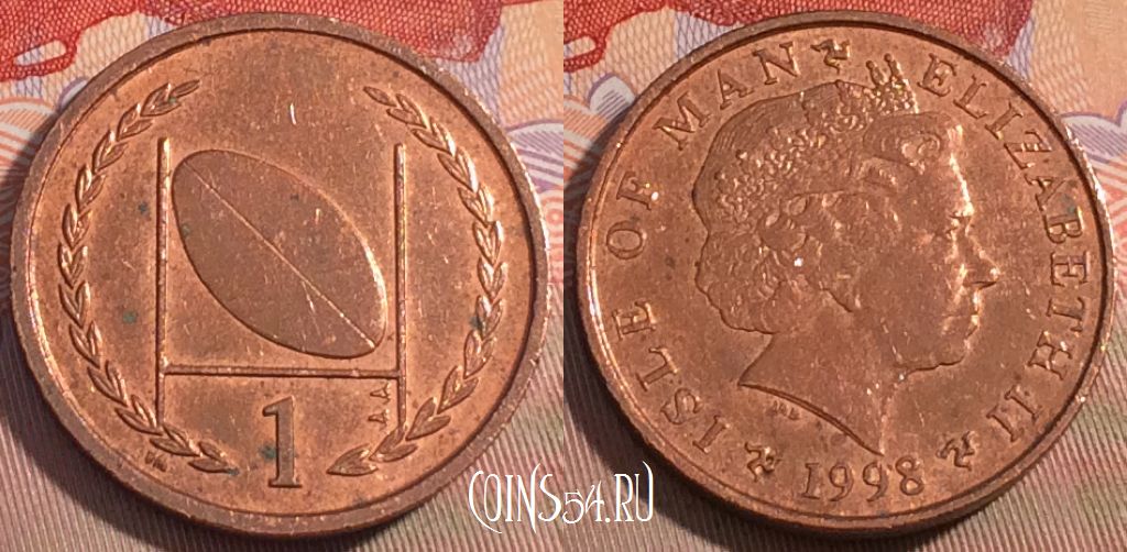 Монета Остров Мэн 1 пенни 1998 года, KM# 823, 104c-109
