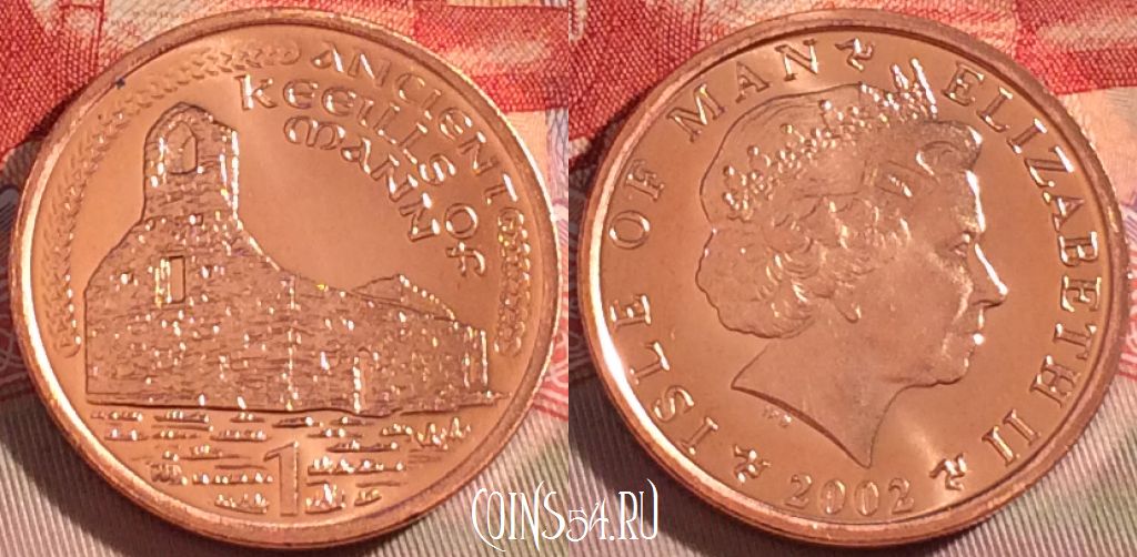 Монета Остров Мэн 1 пенни 2002 года, KM# 1036, 269-061