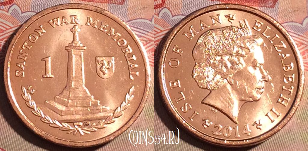 Монета Остров Мэн 1 пенни 2014 года, KM# 1253, 218a-144
