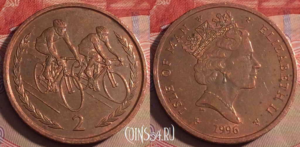Монета Остров Мэн 2 пенса 1996 года, KM# 589, 216a-119