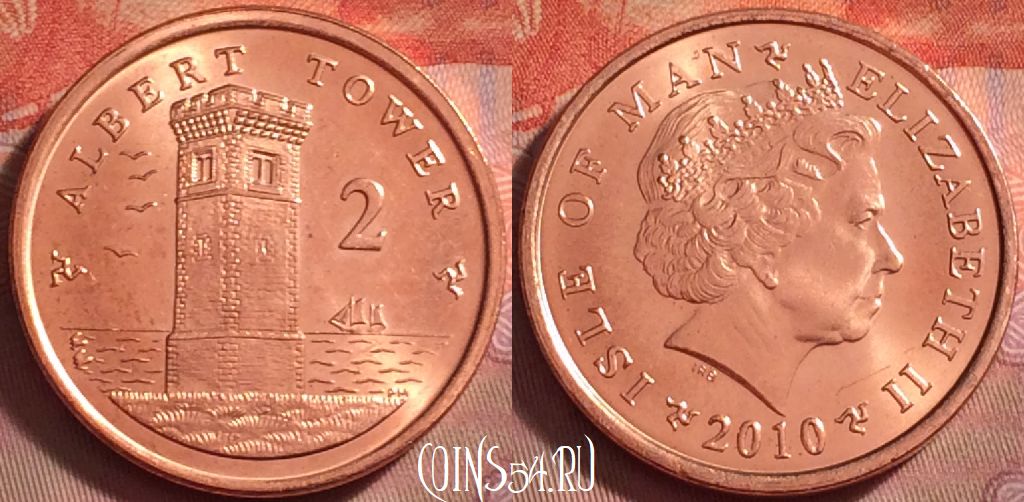 Монета Остров Мэн 2 пенса 2010 года, KM# 1254, 131k-057