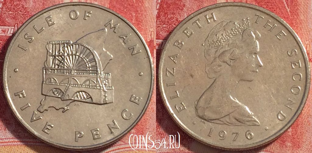 Монета Остров Мэн 5 пенсов 1976 года, KM# 35, 072b-134