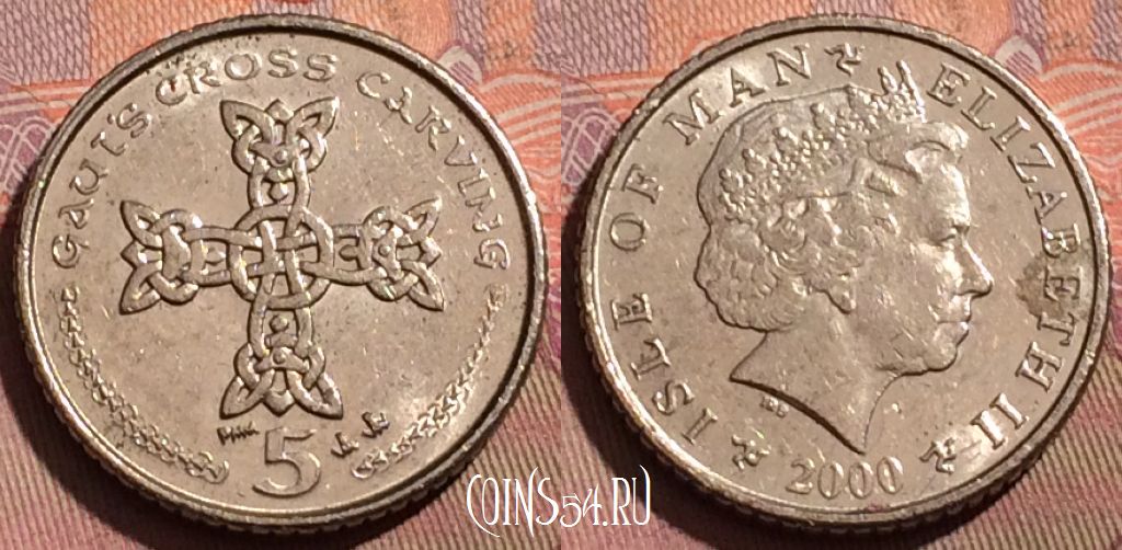 Монета Остров Мэн 5 пенсов 2000 года, KM# 1038, 223b-012