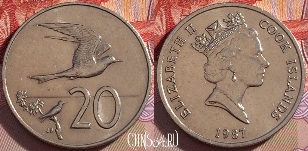Монета Острова Кука 20 центов 1987 года, KM# 35, 094c-033