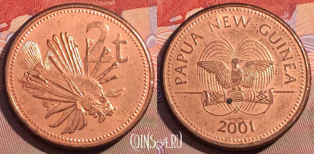 Монета Папуа - Новая Гвинея 2 тойя 2001 года, KM# 2, 102c-123