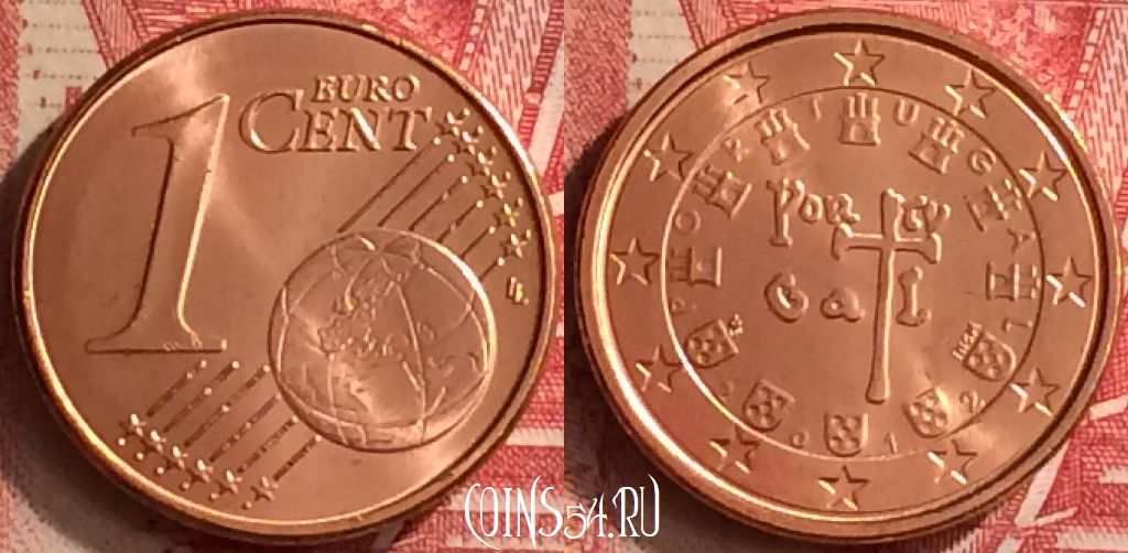 Монета Португалия 1 евроцент 2012 года, KM# 740, 295m-120