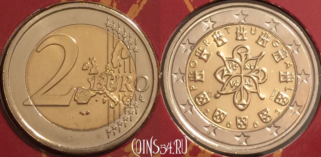 Монета Португалия 2 евро 2003 года, KM# 747, 401l-016