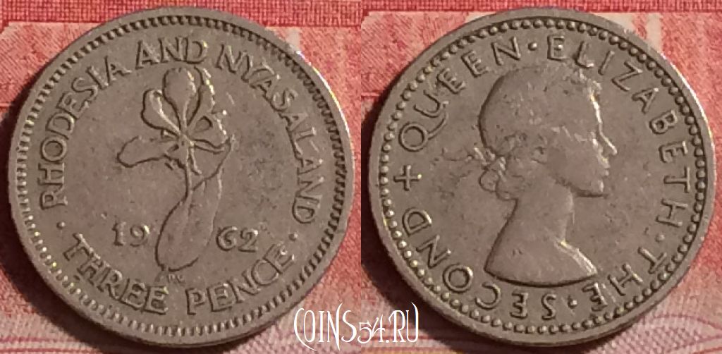 Монета Родезия и Ньясаленд 3 пенса 1962 года, KM# 3, 214j-003