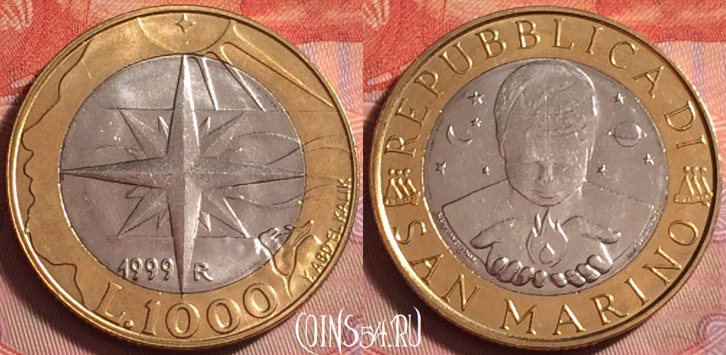 Монета Сан-Марино 1000 лир 1999 года, KM# 395, 065k-092