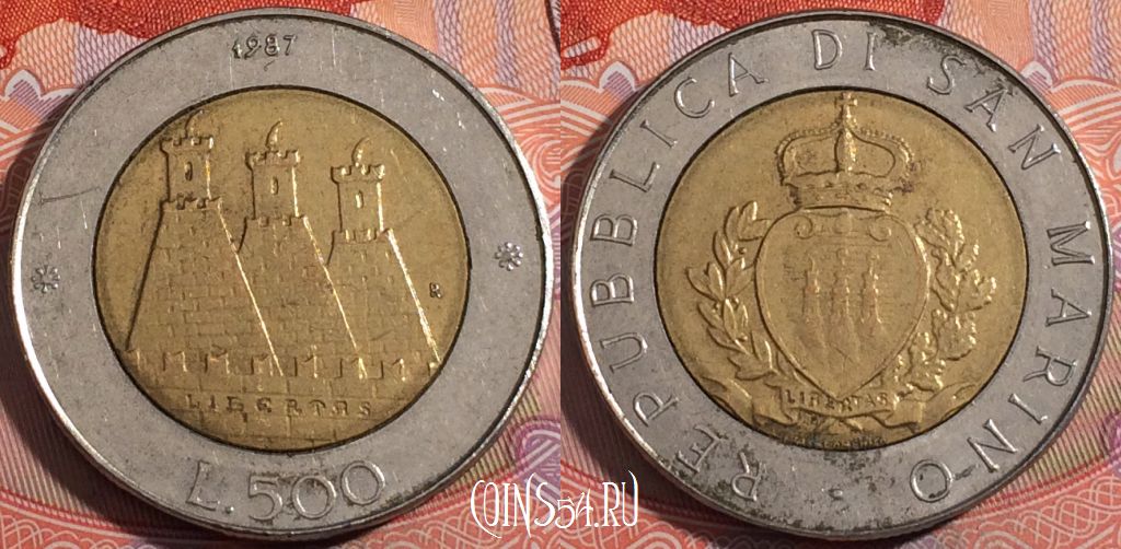 Монета Сан-Марино 500 лир 1987 года, KM# 209, a140-049