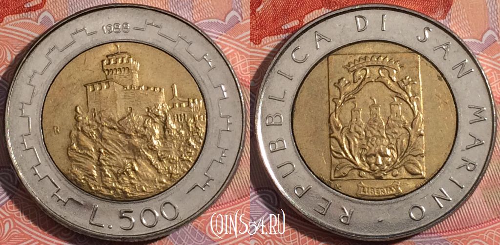 Монета Сан-Марино 500 лир 1988 года, KM# 226, a142-060