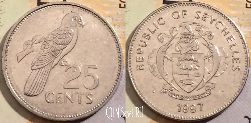 Монета Сейшелы 25 центов 1997 года, KM# 49a, 200-029