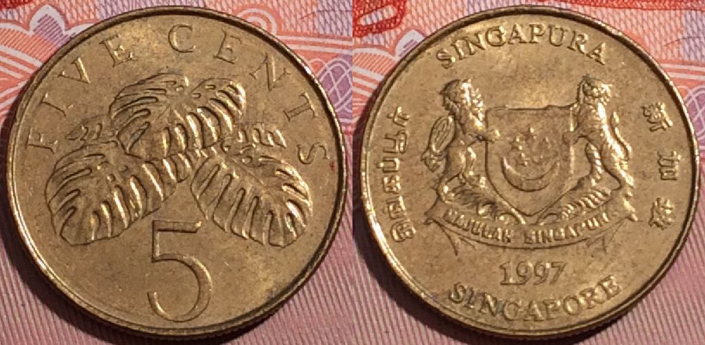 Монета Сингапур 5 центов 1997 года, KM# 99, a055-054