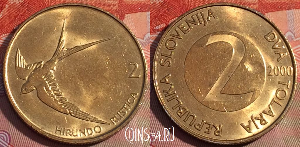 Монета Словения 2 толара 2000 года, KM# 5, 229a-125