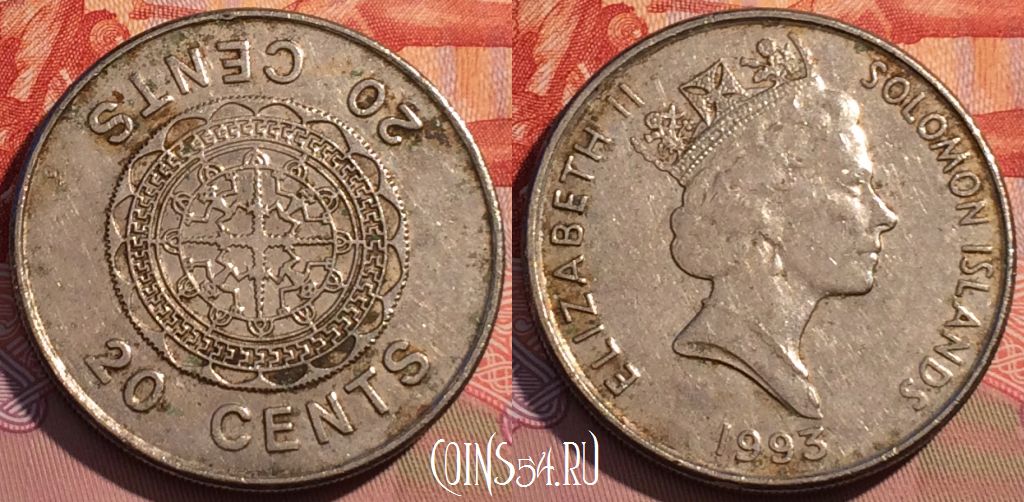 Монета Соломоновы Острова 20 центов 1993 года, KM# 28, 080d-014
