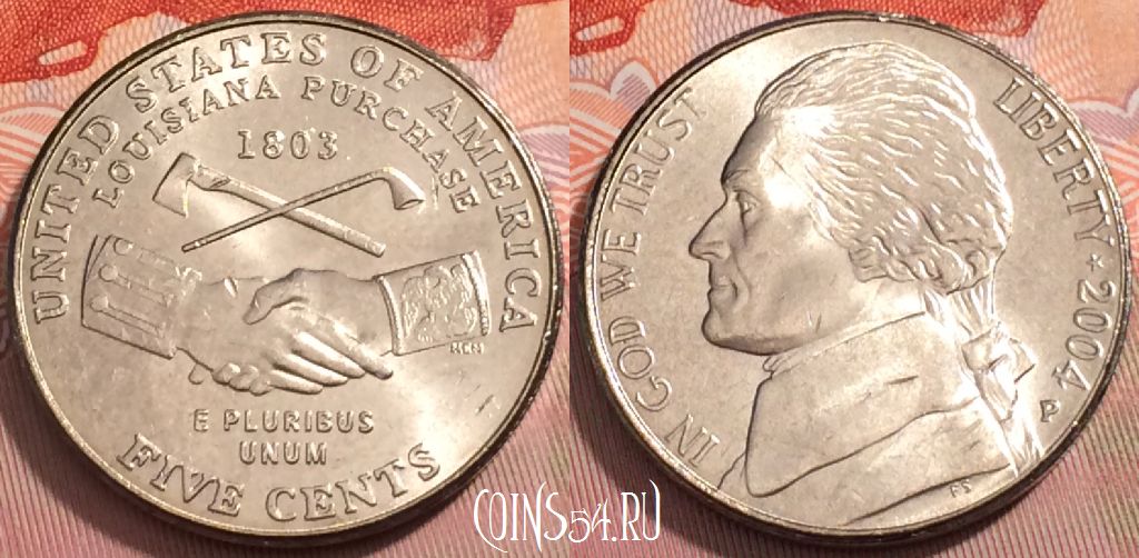 Монета США 5 центов 2004 года P, KM# 360, 251-004