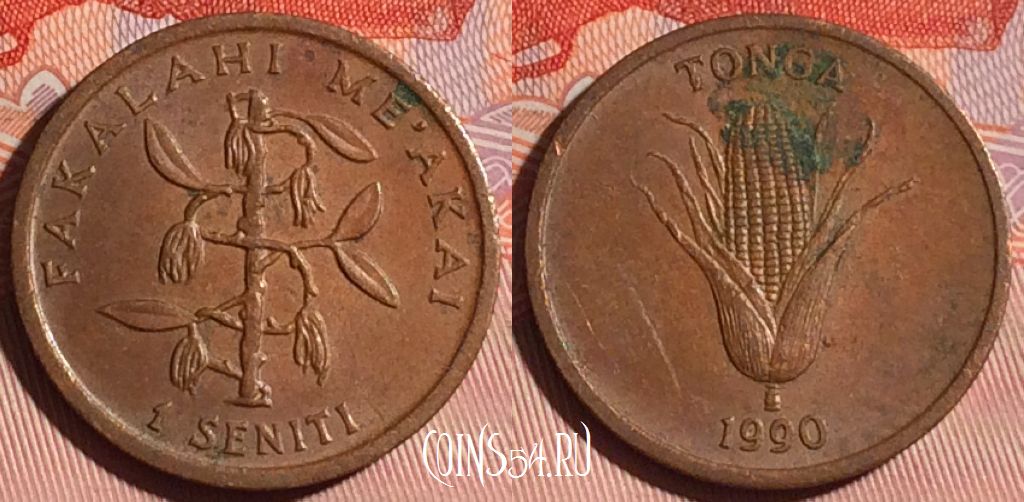 Монета Тонга 1 сенити 1990 года, KM# 66, 121d-119