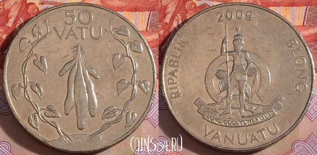 Монета Вануату 50 вату 2009 года, KM# 8, 102b-063