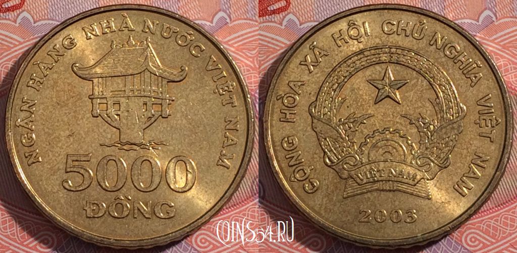 Монета Вьетнам 5000 донгов 2003 года, KM# 73, a158-133