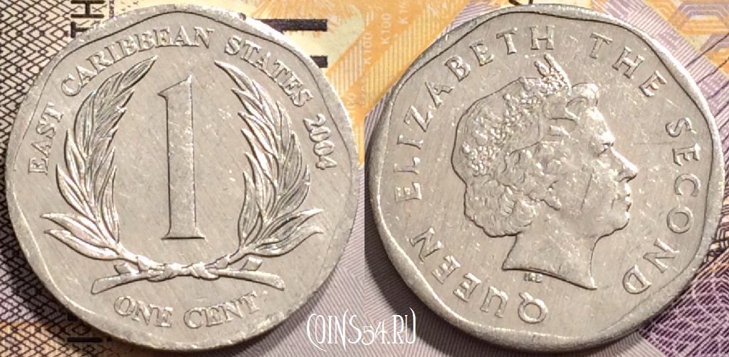 Монета Восточные Карибы 1 цент 2004 года, KM# 34, 138-071