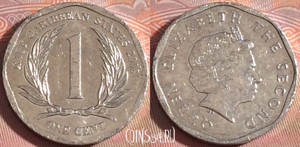 Монета Восточные Карибы 1 цент 2008 года, KM# 34, 120b-136