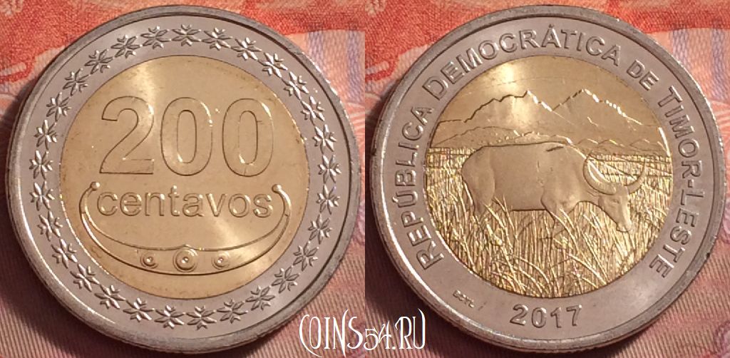 Монета Восточный Тимор 200 сентаво 2017 года, KM# 7, 132k-138