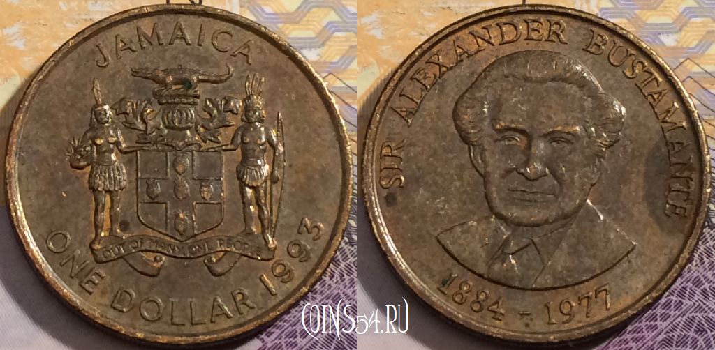 Монета Ямайка 1 доллар 1993 года, KM# 145a, 199-048