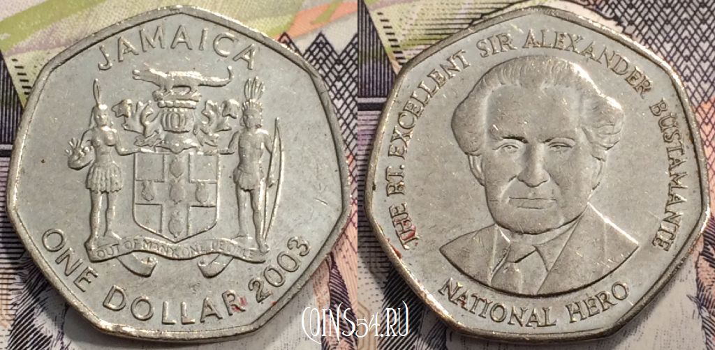 Монета Ямайка 1 доллар 2003 года, KM 164, 42-189
