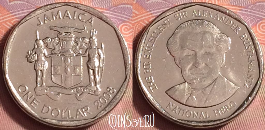 Монета Ямайка 1 доллар 2008 года, KM# 189, 231k-016
