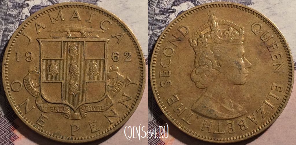 Монета Ямайка 1 пенни 1962 года, KM# 37, a091-066