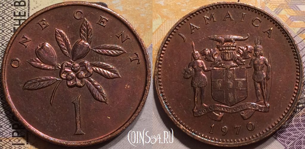 Монета Ямайка 1 цент 1970 года, KM# 45, 138-046