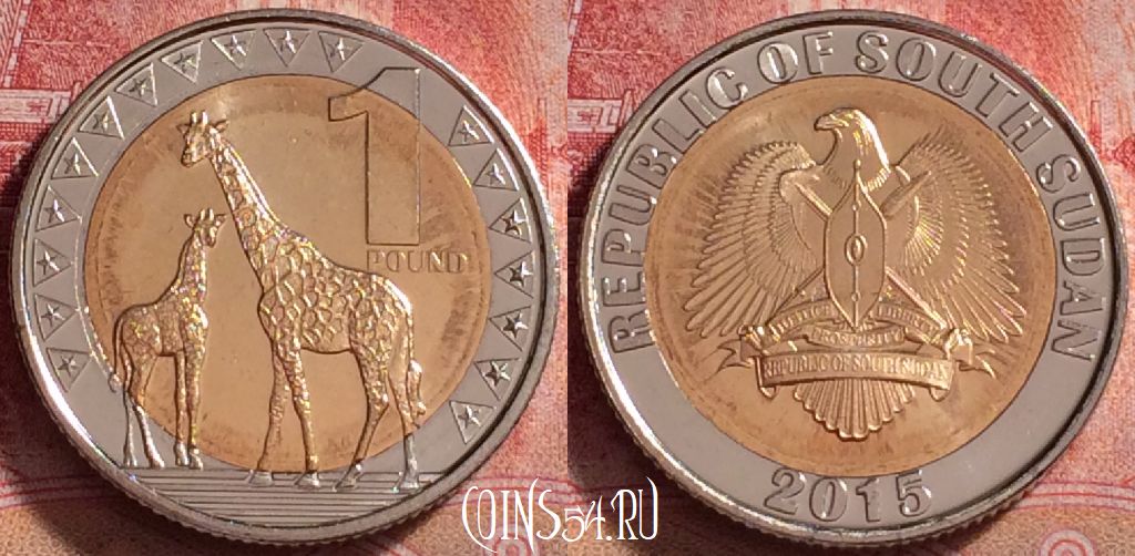 Монета Южный Судан 1 фунт 2015 года, KM# 4, 269j-112