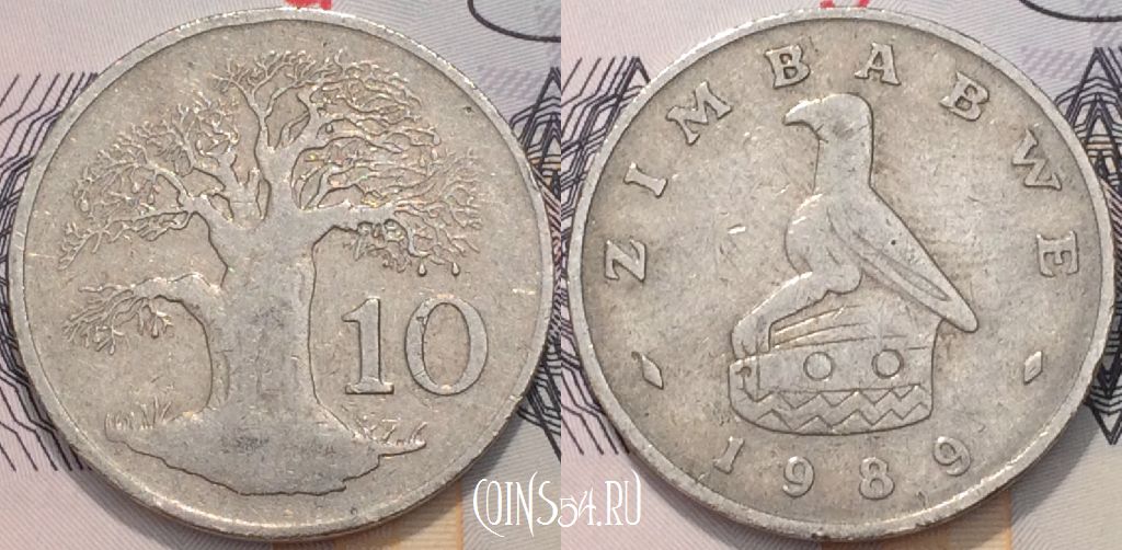 Монета Зимбабве 10 центов 1989 года, KM 3, 118-082
